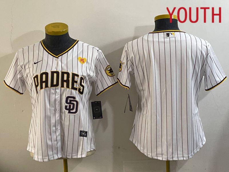 Youth San Diego Padres Blank White Stripe Game 2024 Nike MLB Jersey style 1120